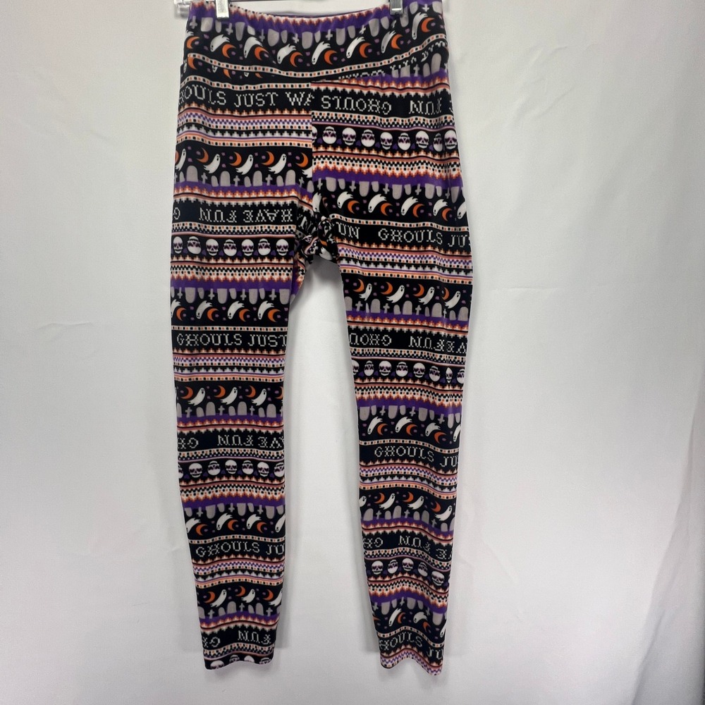 No Boundaries Ghouls Just Wanna Have Fun Halloween Leggings Large 11-13 Skulls